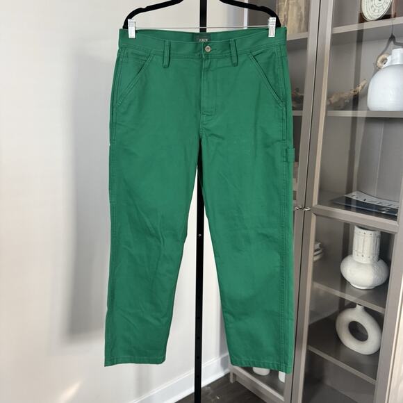 J. Crew Oarsman Carpenter Pants Green Cotton Twill Straight Leg Pants W34 x L30